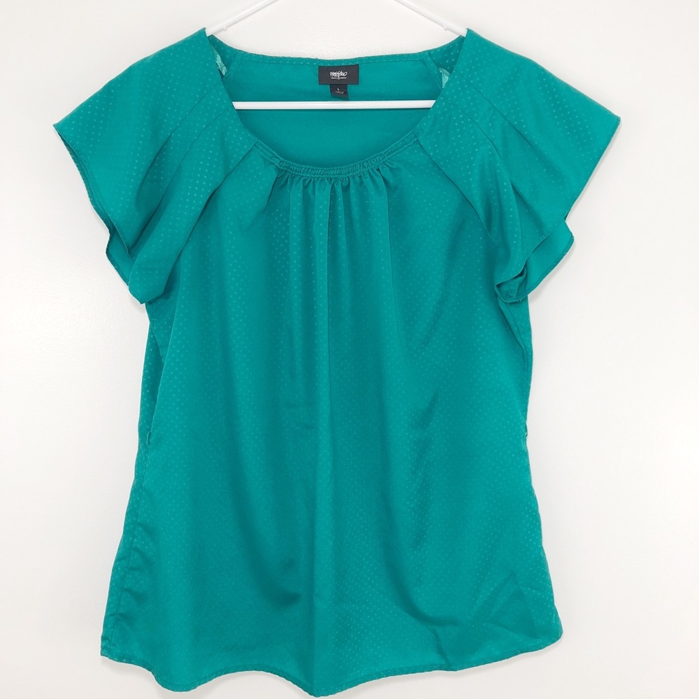 Emerald green short sleeve blouse